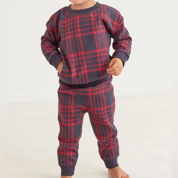 Hanna Andersson Other - Hanna Andersson Baby Plaid Knit Top and Matching Pants, Size 18-24M